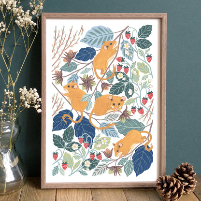 Hazel Dormice Art Print