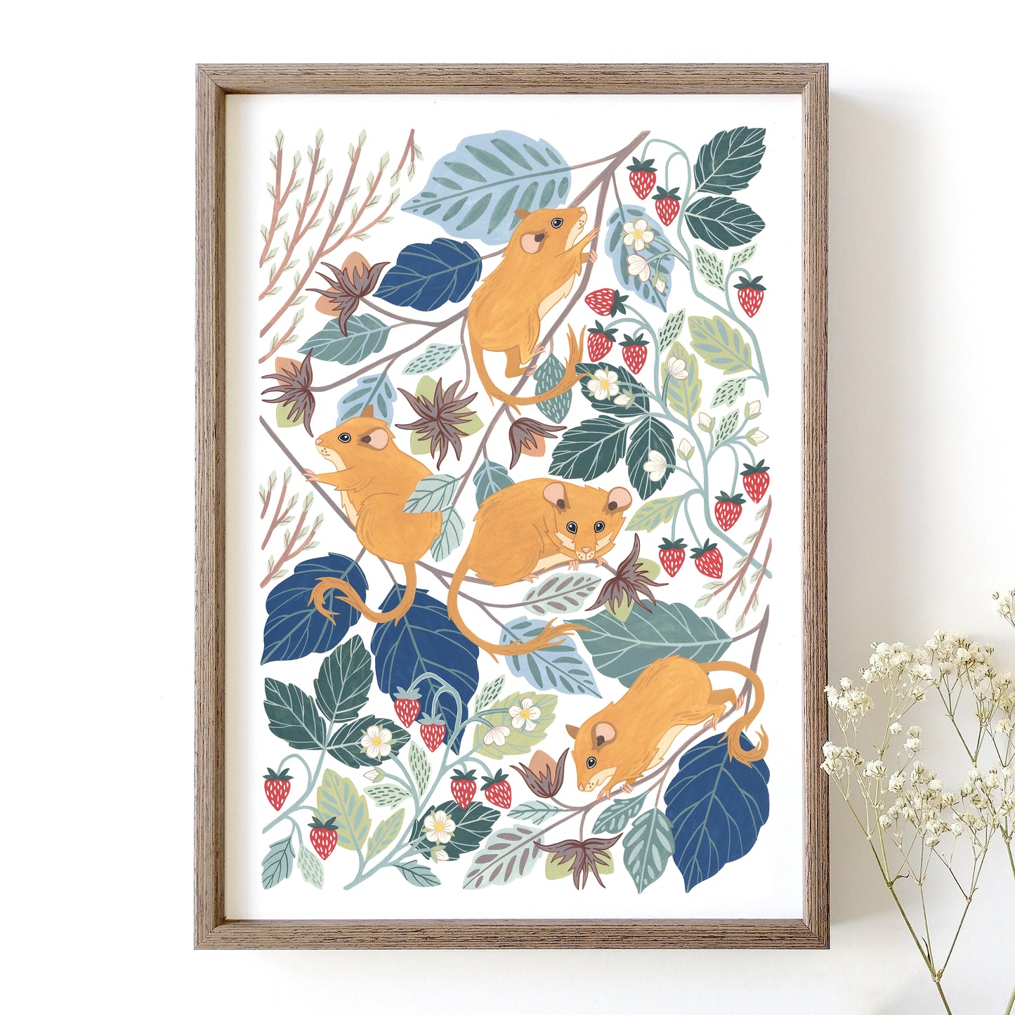 Hazel Dormice Art Print