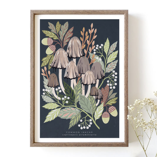 Mushroom Art Print | Common Inkcap