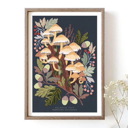 Mushroom Art Print | Sulphur Tuft