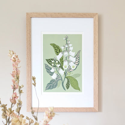 White Foxglove Study Original Painting